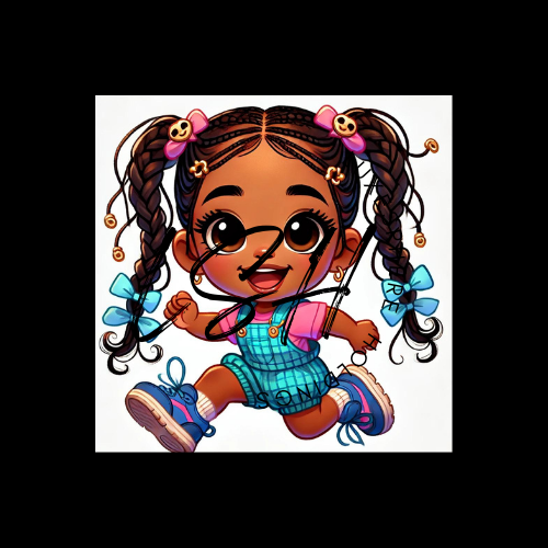 Chibi Toddler Girls by DI Creative Studio - Vibrant African-American Chibi Art Prints