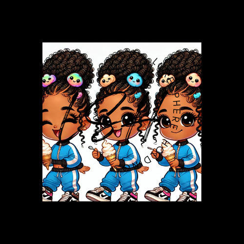 Chibi Toddler Girls by DI Creative Studio - Vibrant African-American Chibi Art Prints