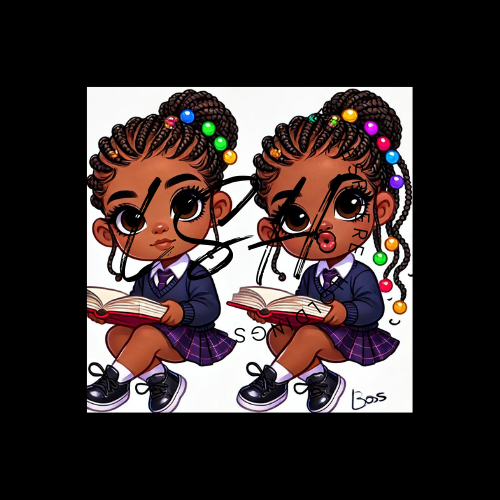 Chibi Toddler Girls by DI Creative Studio - Vibrant African-American Chibi Art Prints